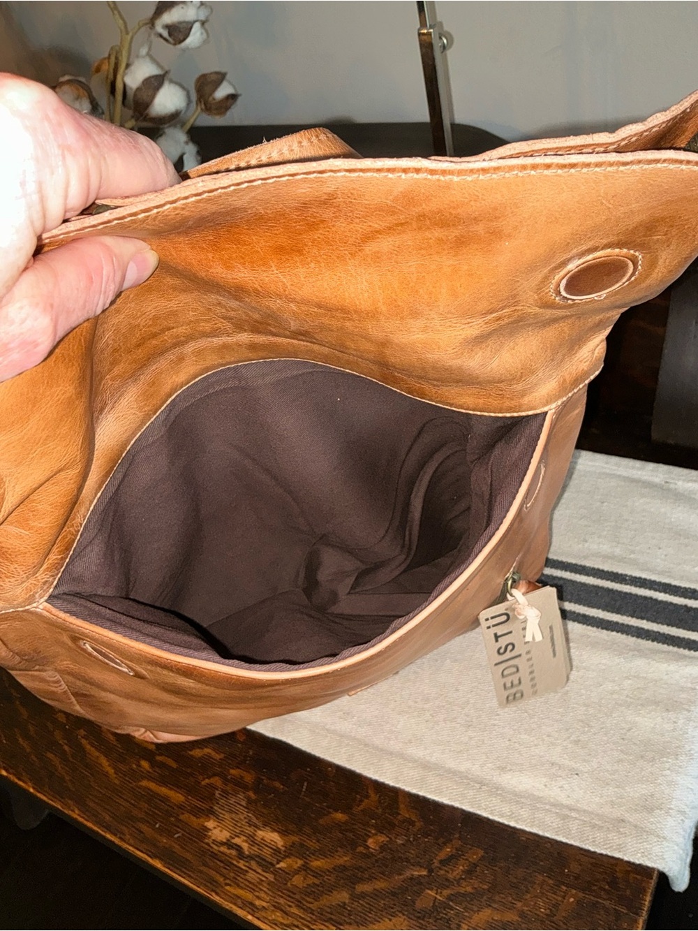 NWT Bed Stu Leather Howie Flapover Leather Backpack Tan Rustic Retail $365 - Picture 13 of 16